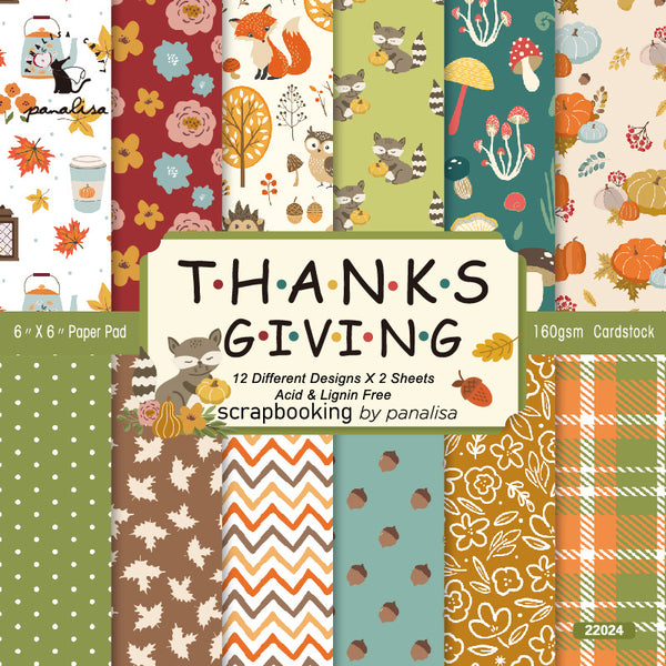 24PCS Thanks Giving background paper