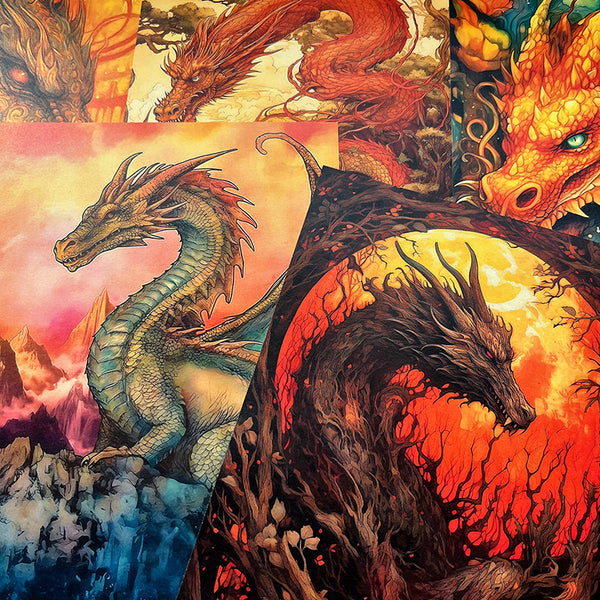 20PCS Flame magic dragon background paper