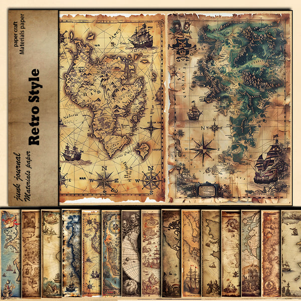 15PCS Global map texturing paper