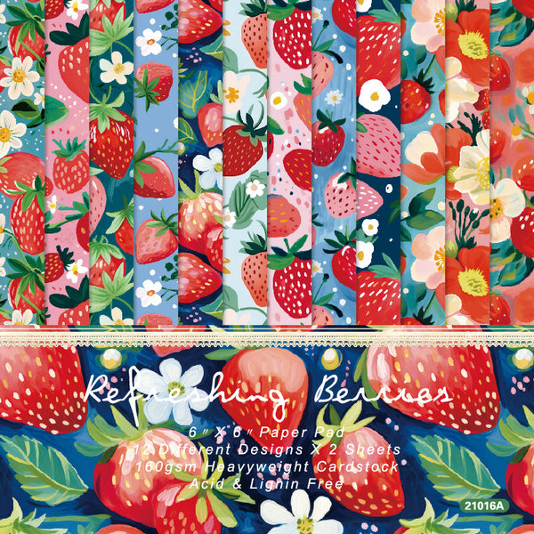 24PCS Fresh strawberry background paper