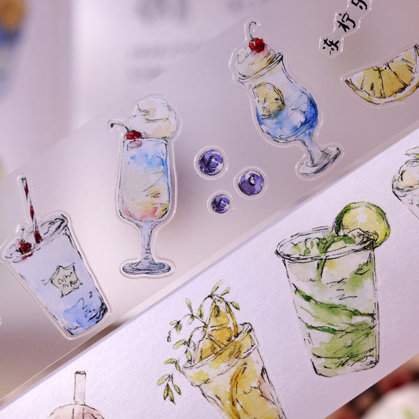 4cm*120cm Cool summer Die Cutting Washi/Flash PET/Fog PET Tape