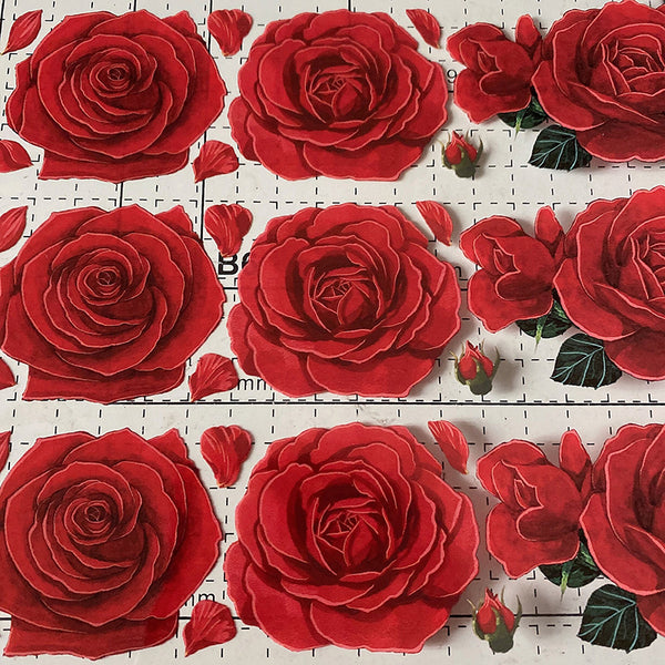 Whole Roll 5.5cm*10m Bright Red Rose Crystal Ink PET tape