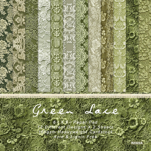 24PCS Green Lace background paper