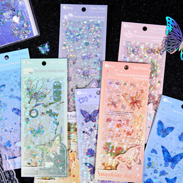 3PCS Realm dream butterfly series sticker