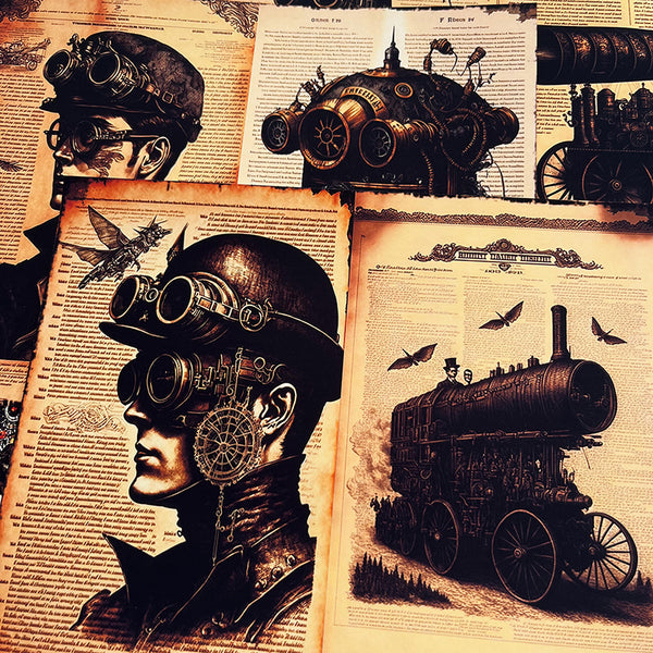 10PCS Vintage metal steampunk background paper