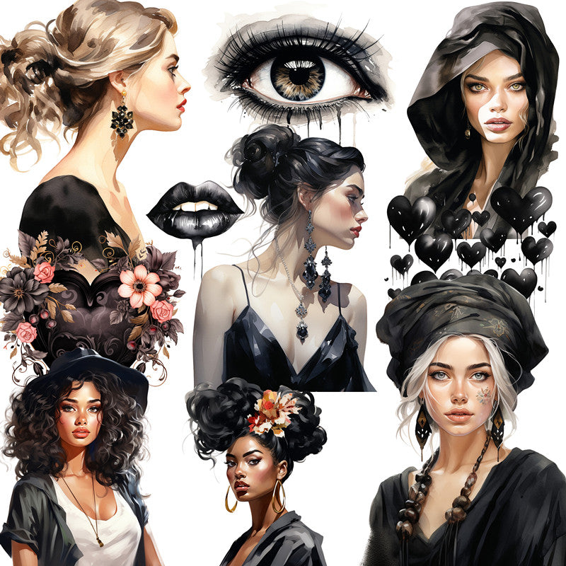 20PCS Black fashion girl sticker β LBLYXIR