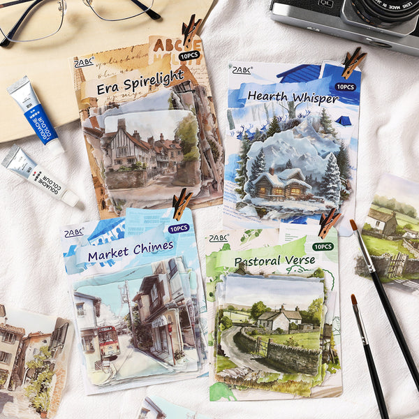 10PCS European Dream Building Series sticker