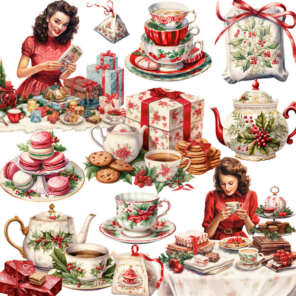 20PCS Christmas afternoon tea sticker