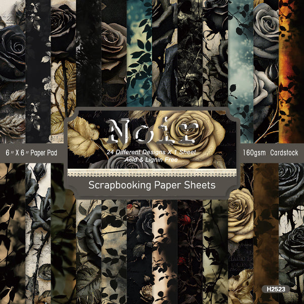 24PCS Noir background paper