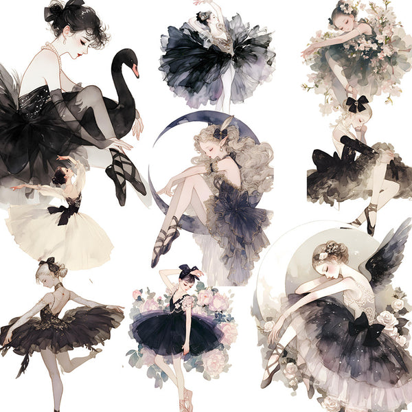 12PCS Ballet Black Swan sticker