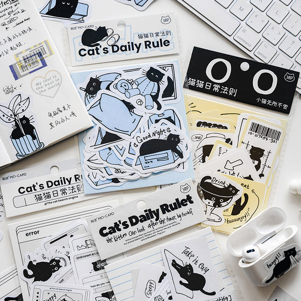 30PCS The Little Black Cat series sticker