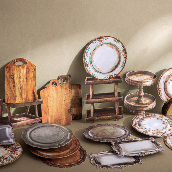 10PCS Antique Dinner Plate series sticker