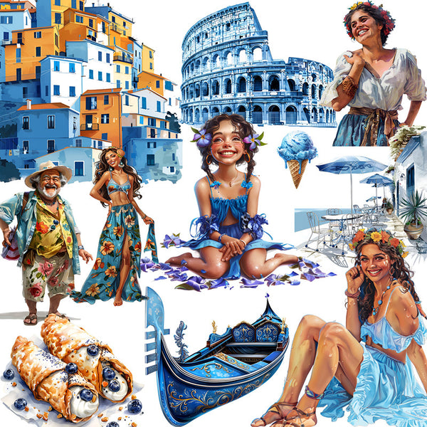 20PCS Blue Italy sticker