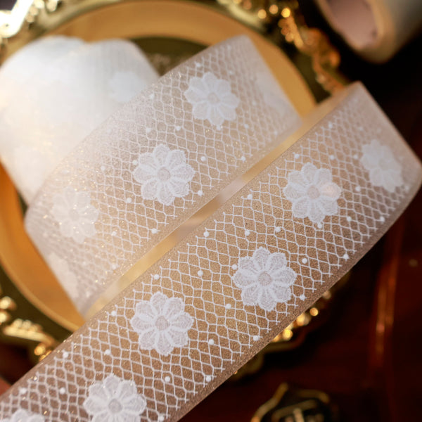 Whole Roll 2.8cm*3.1m Plain white lace Flash PET Tape