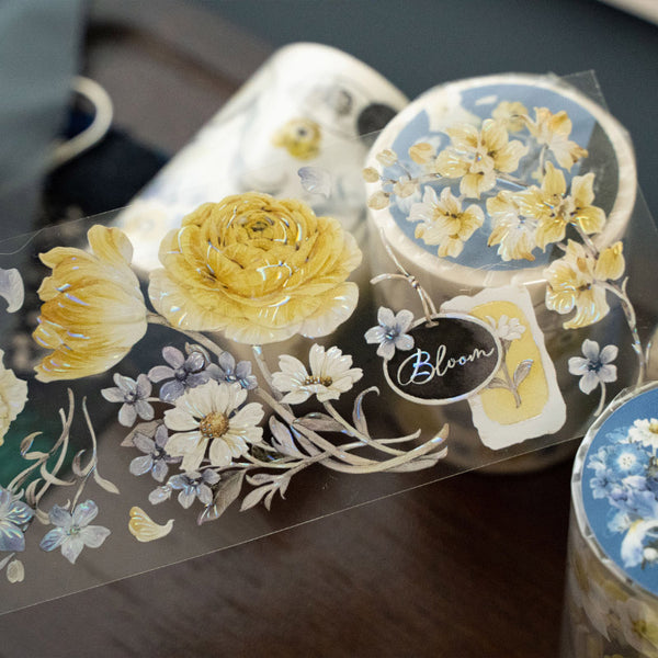 Whole Roll 5.6cm*6m Golden stamens Washi/PET/Shell Light PET Tape