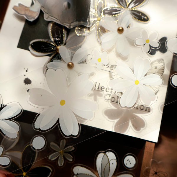 Whole Roll 4cm*6m Transparent white flower Die Cutting PET Tape