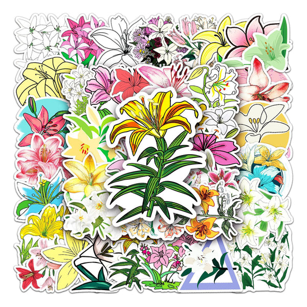 50PCS Lily Flower Sticker