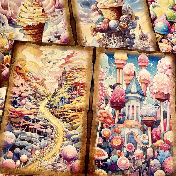 14PCS Fantasy fairy castle background paper