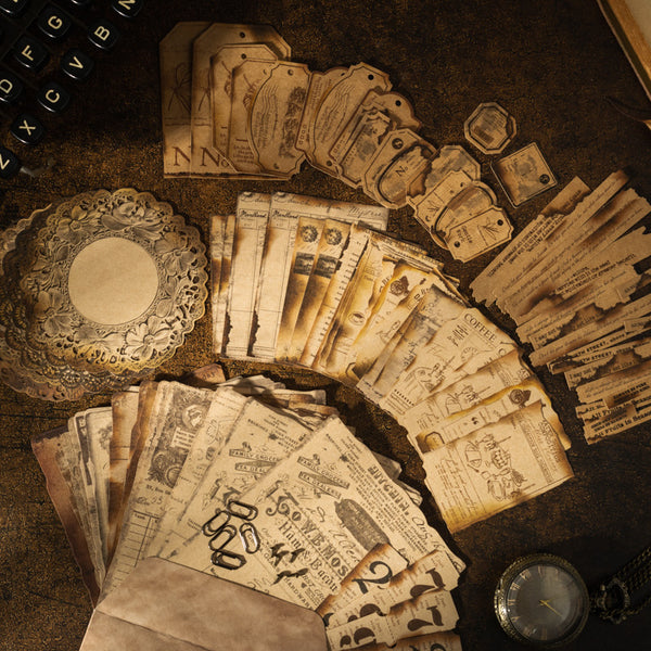 90PCS The yellowed Memory Series material paper set