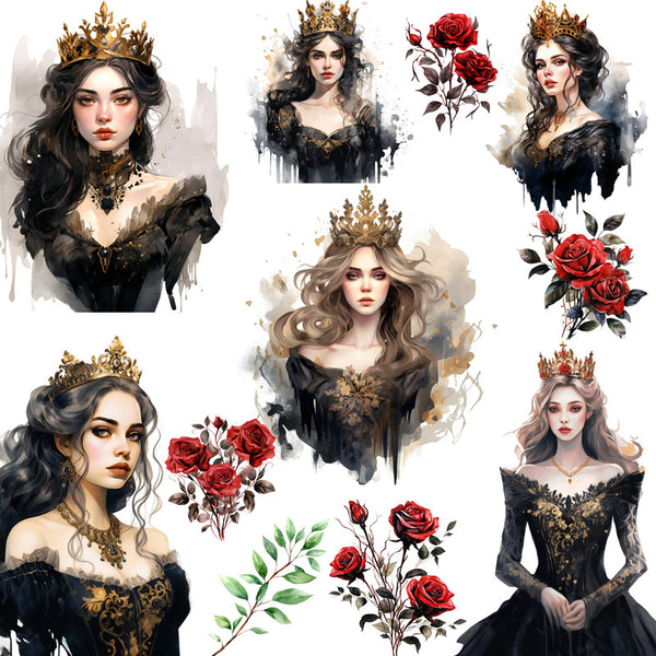 14PCS Princess Rose in the Black Dress sticker