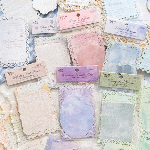 15PCS Lace Dream Island Series material paper