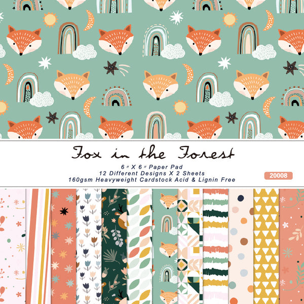 24PCS Fox in the forest background paper