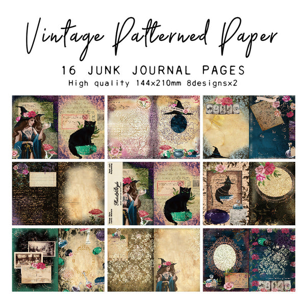 16PCS Magic night cat background paper