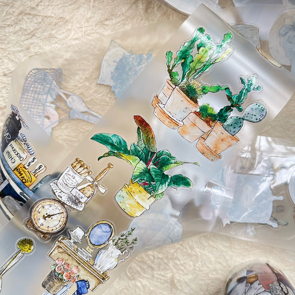 Whole Roll 6.5cm*10m Traces of time Die Cutting Washi/PET/Fog PET Tape