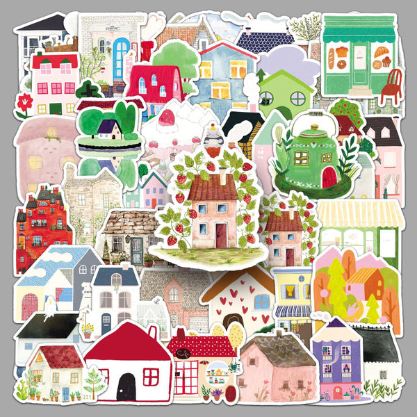 50PCS Hand painted house Sticker