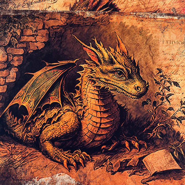 8PCS Vintage Dragon background paper