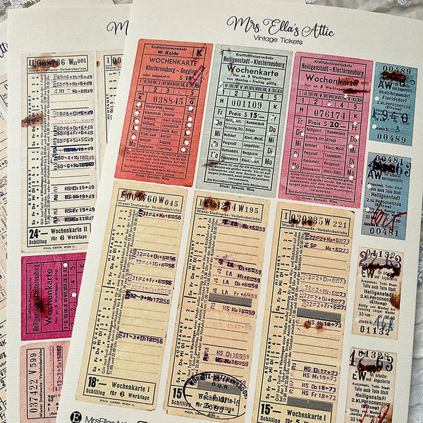 4PCS Vintage ticket label background paper