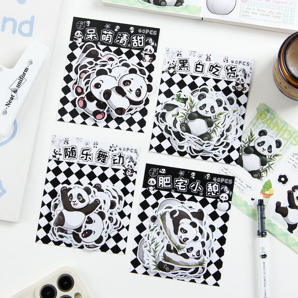 40PCS Colorful panda series sticker