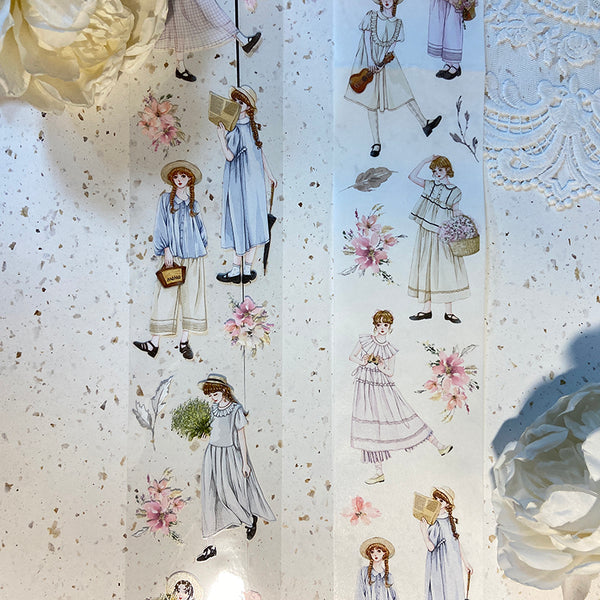 7cm*250cm Girls With FlowersⅡ Washi/PET Tape