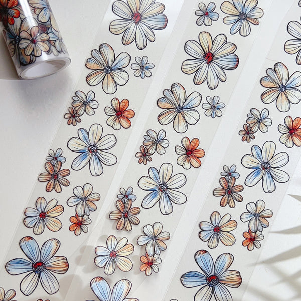 Whole Roll 4.5cm*3m Chrysanthemum Painting Die Cutting PET Tape