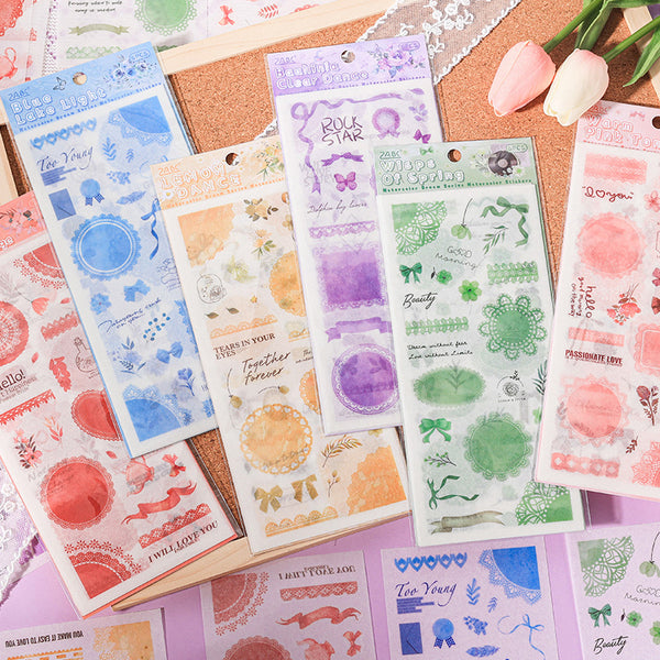 6PCS Watercolor dream series sticker