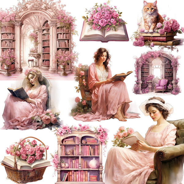 12PCS Pink book girl sticker