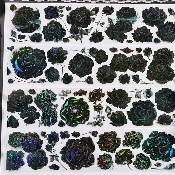 6cm*100cm Black velvet rose Iridescent Light PET Tape