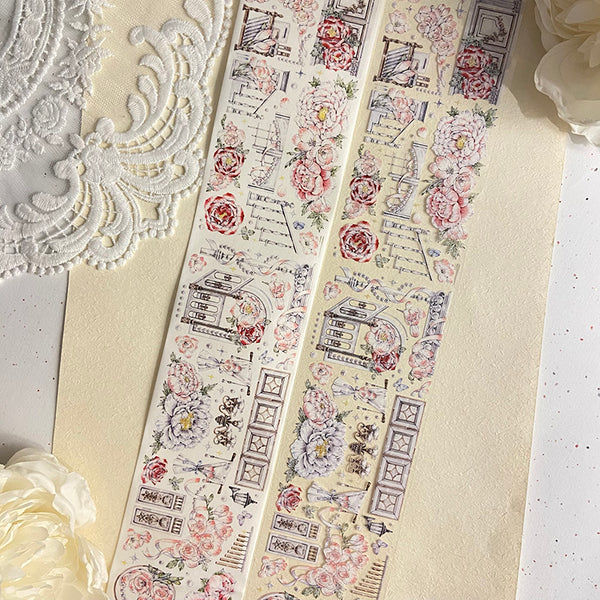 Whole Roll 6.5cm*5m Snow peony Washi/PET Tape