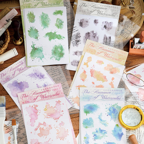 10PCS Watercolor romantic series sticker