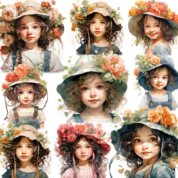 12PCS Hat hair flower girl sticker