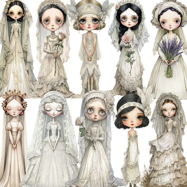16PCS Gothic bride doll sticker