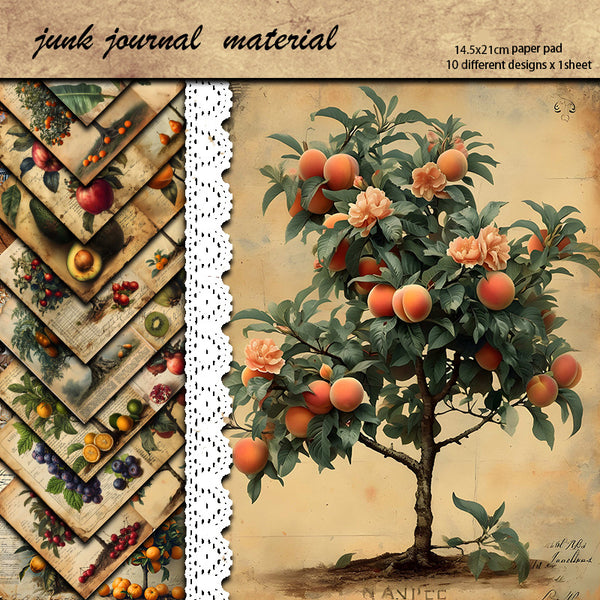 10PCS Vintage fruit tree texturing paper