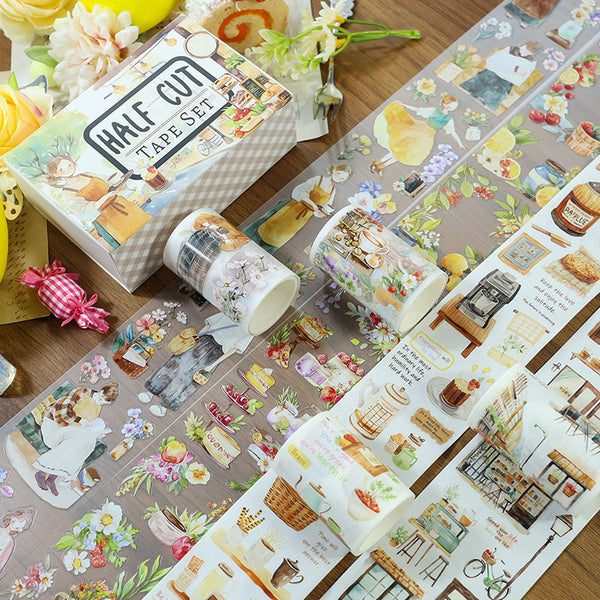 Frosted sugar coffee Die Cutting Washi/Fog PET Tape Set