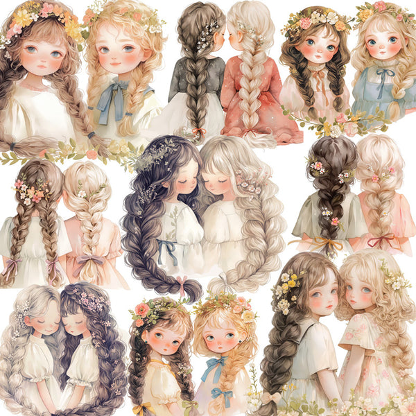 12PCS Braided bestie sticker