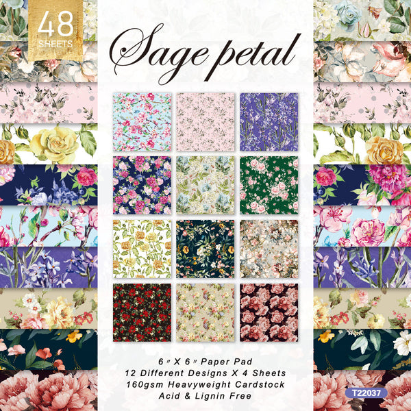 48PCS Sage petal background paper