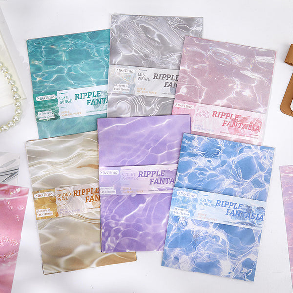 10PCS Blue Bay Whispers Series material paper