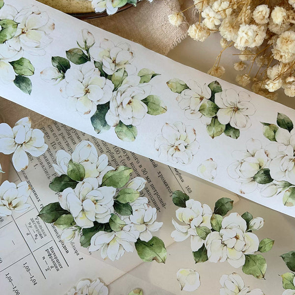 Whole Roll 5.5cm*6m Jasmine Flower Washi/PET Tape