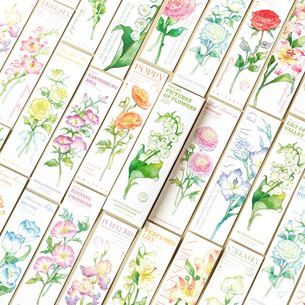 20PCS Flower Painting series bookmark