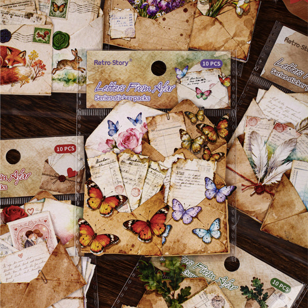 10PCS Letters from Afar Series sticker