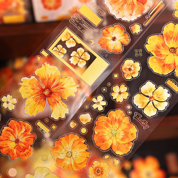 5cm*100cm The golden glow flower Die Cutting Washi/PET Tape